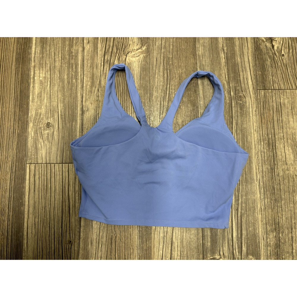 Comfrt Womens Blue Cropped Racerback Tank Top Sports Bra Built-in Shelf Bra S - Picture 2 of 9